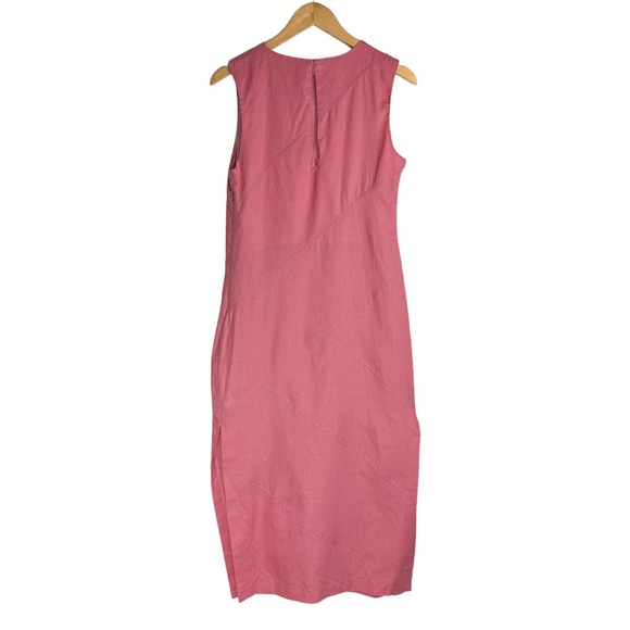NWT Zara Pink Linen Blend Midi Dress Sz Small Side Slits Boho Chic - Picture 4 of 16